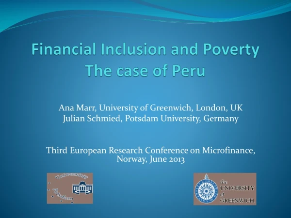 Financial Inclusion and Poverty The case of Peru