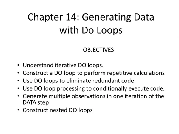 Chapter 14: Generating Data with Do Loops