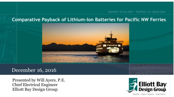Comparative Payback of Lithium-Ion Batteries for Pacific NW Ferries