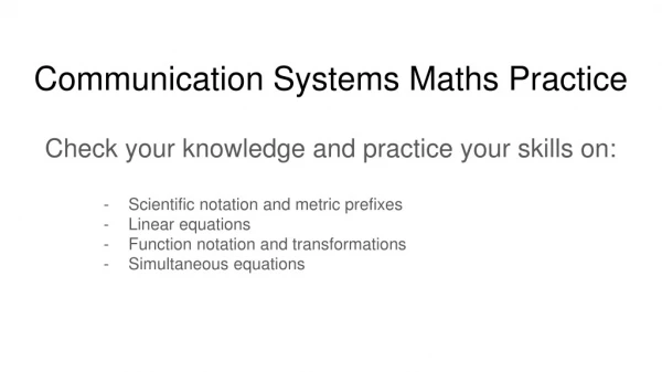 Communication Systems Maths Practice