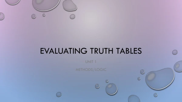 Evaluating truth tables