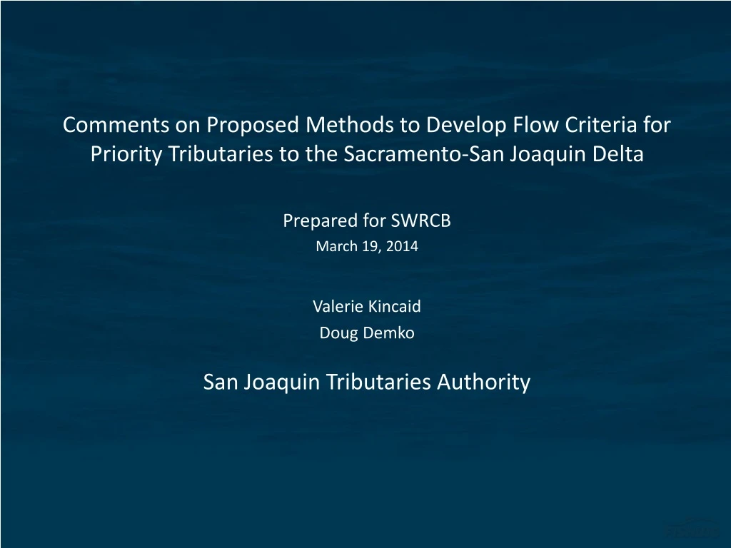 comments on proposed methods to develop flow