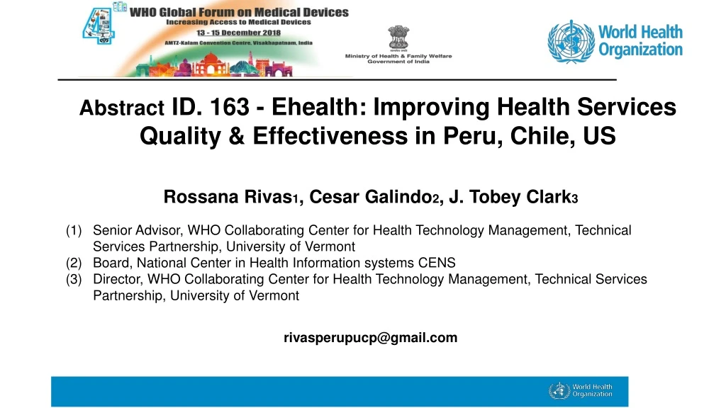 abstract id 163 ehealth improving health services quality effectiveness in peru chile us