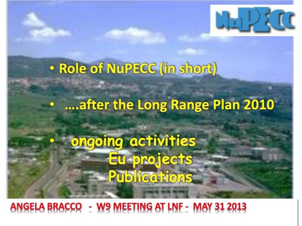 Role of NuPECC (in short) … .after the Long Range Plan 2010 ongoing activities Eu projects