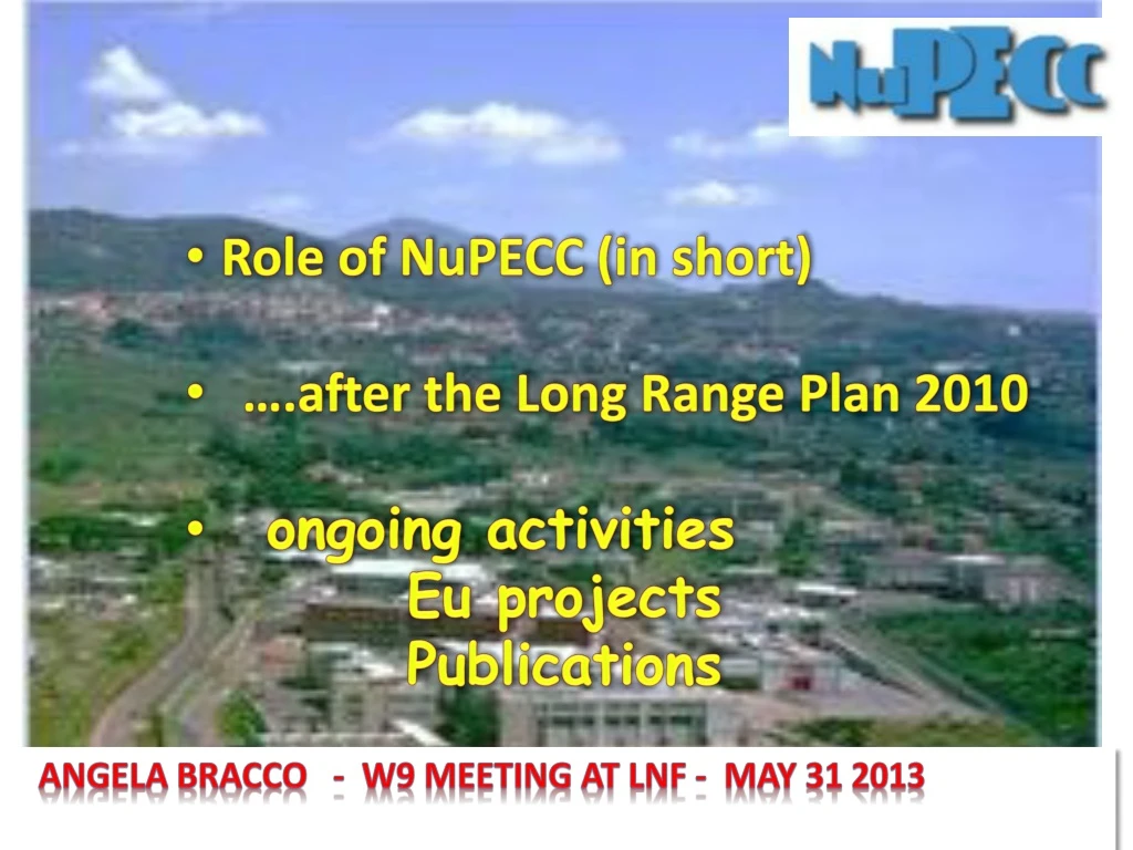 role of nupecc in short after the long range plan