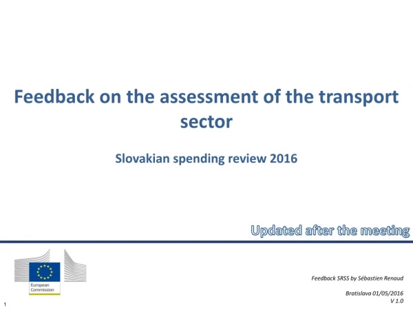Feedback on the assessment of the transport sector Slovakian spending review 2016