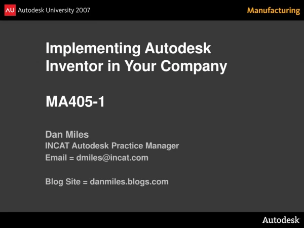 Implementing Autodesk Inventor in Your Company MA405-1