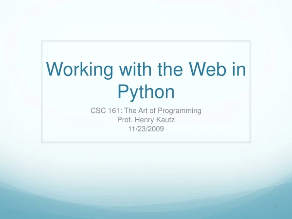 Working with the Web in Python
