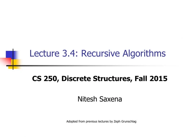 Lecture 3.4: Recursive Algorithms