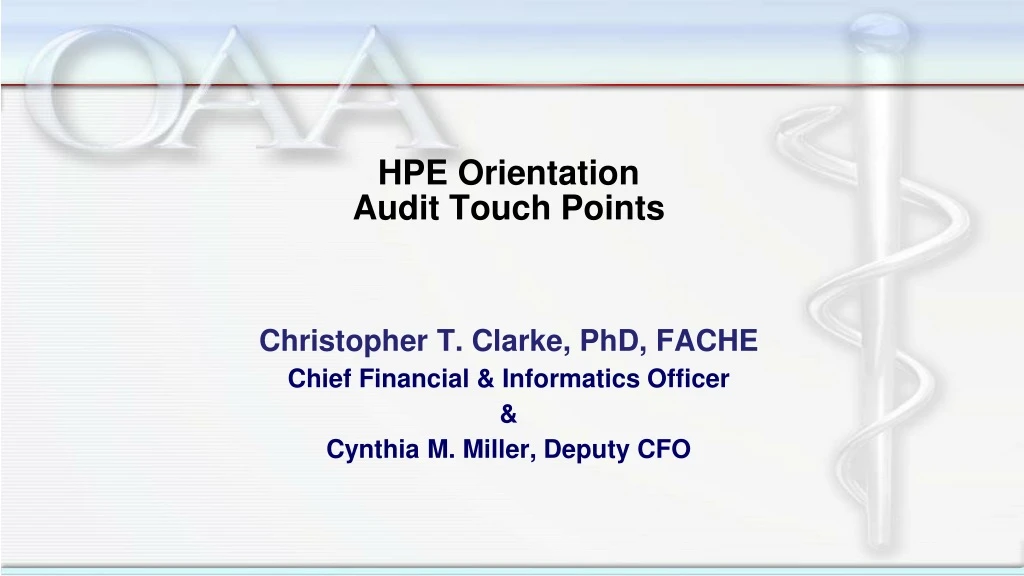 hpe orientation audit touch points