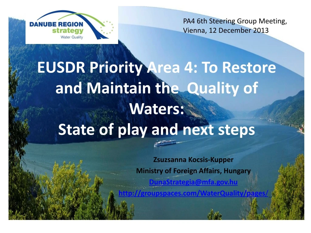 eusdr priority area 4 to restore and maintain the quality of waters state of play and next steps