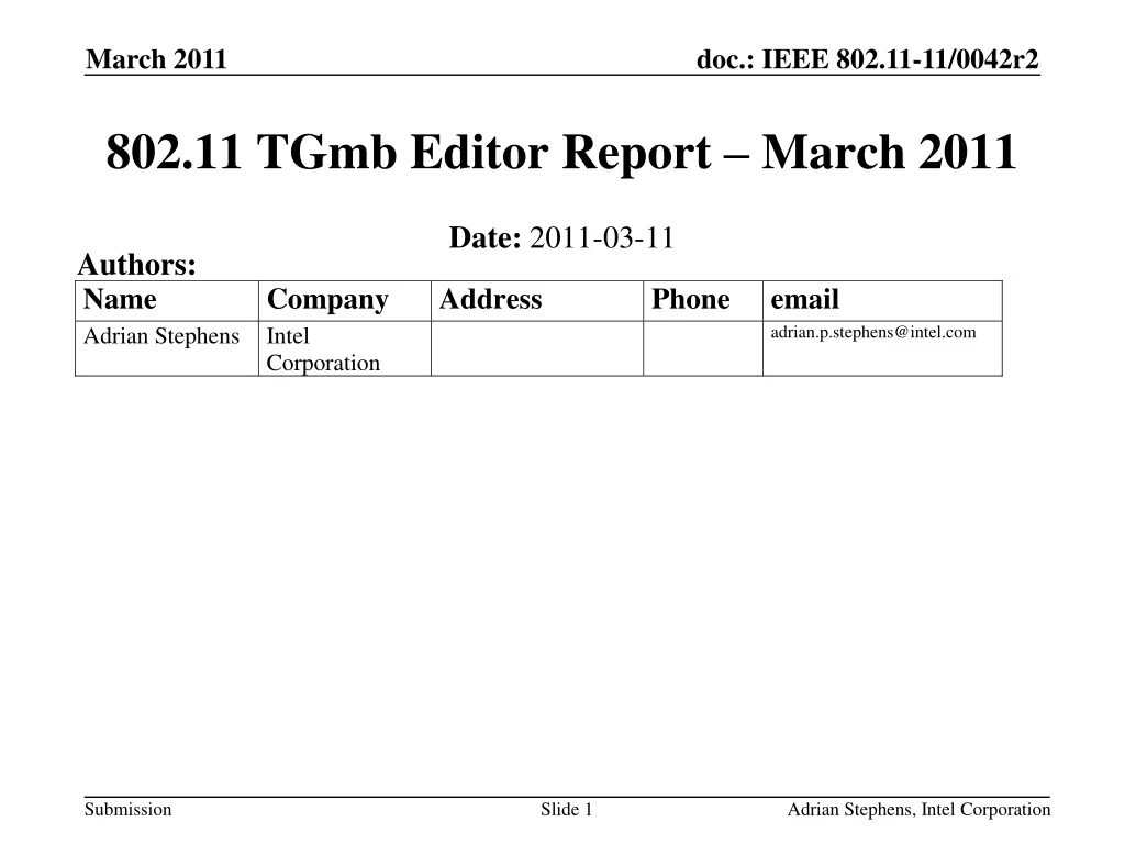802 11 tgmb editor report march 2011