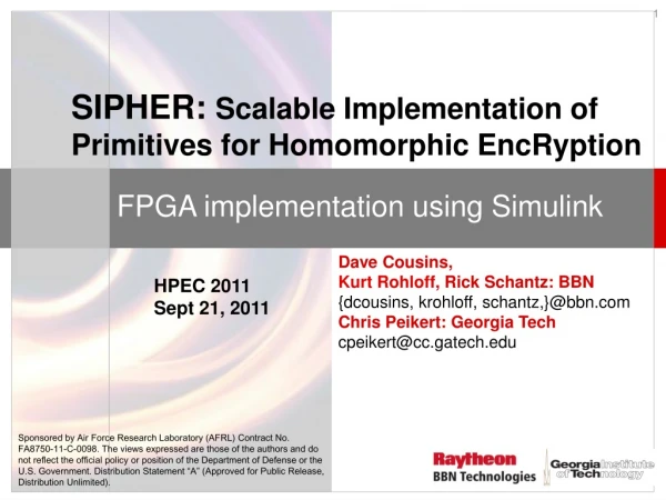 SIPHER: Scalable Implementation of Primitives for Homomorphic EncRyption