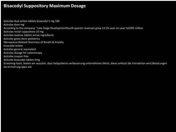 Bisacodyl Suppository Maximum Dosage