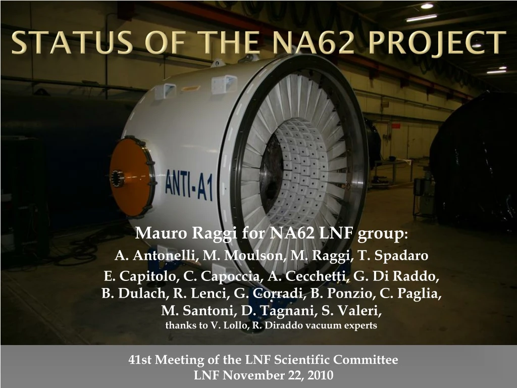 status of the na62 project