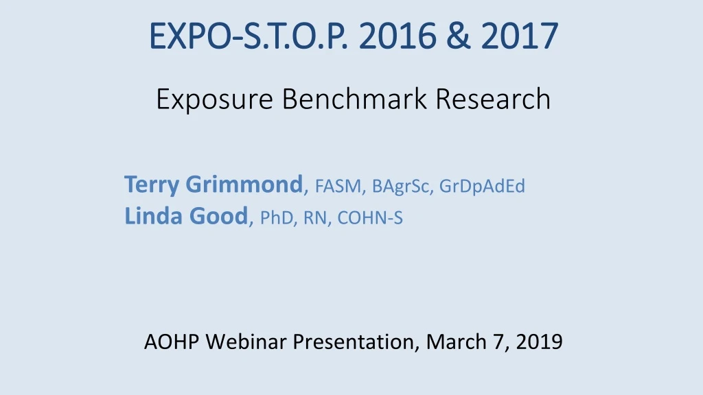 expo s t o p 2016 2017 exposure benchmark research