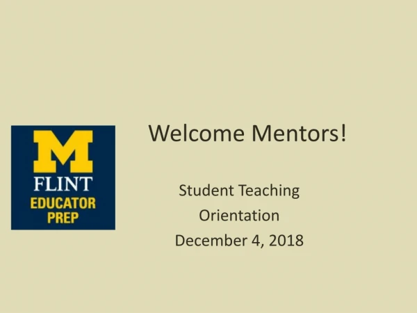 Welcome Mentors!