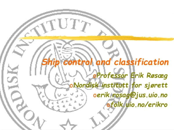 Ship control and classification