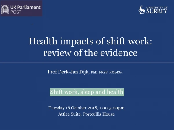 Tuesday 16 October 2018, 1.00-5.00pm Attlee Suite, Portcullis House