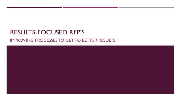 Results-focused rfp’s