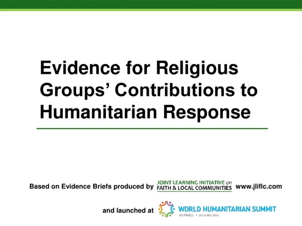 Evidence for Religious Groups’ Contributions to Humanitarian Response