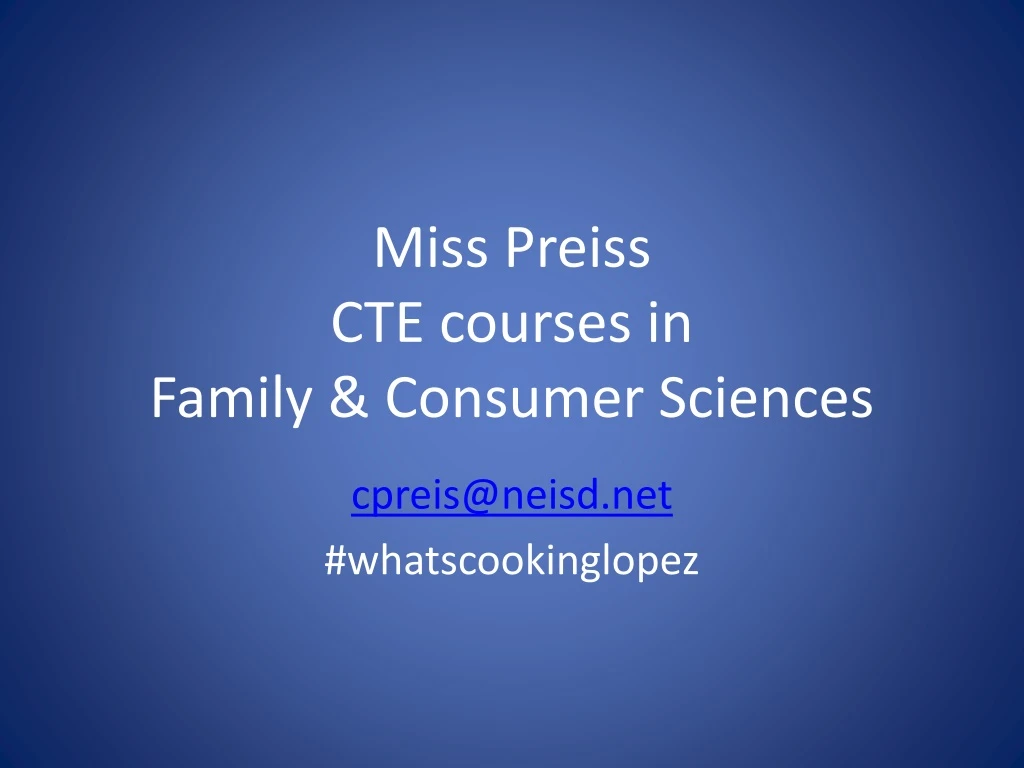 miss preiss cte courses in family consumer sciences