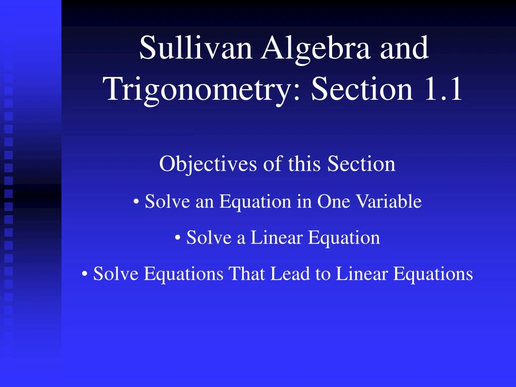 sullivan algebra and trigonometry section 1 1