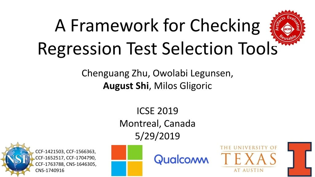 a framework for checking regression test
