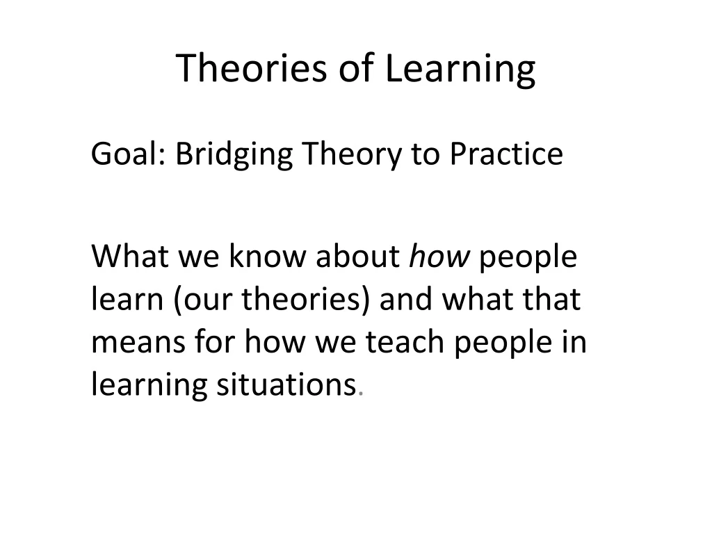 theories of learning