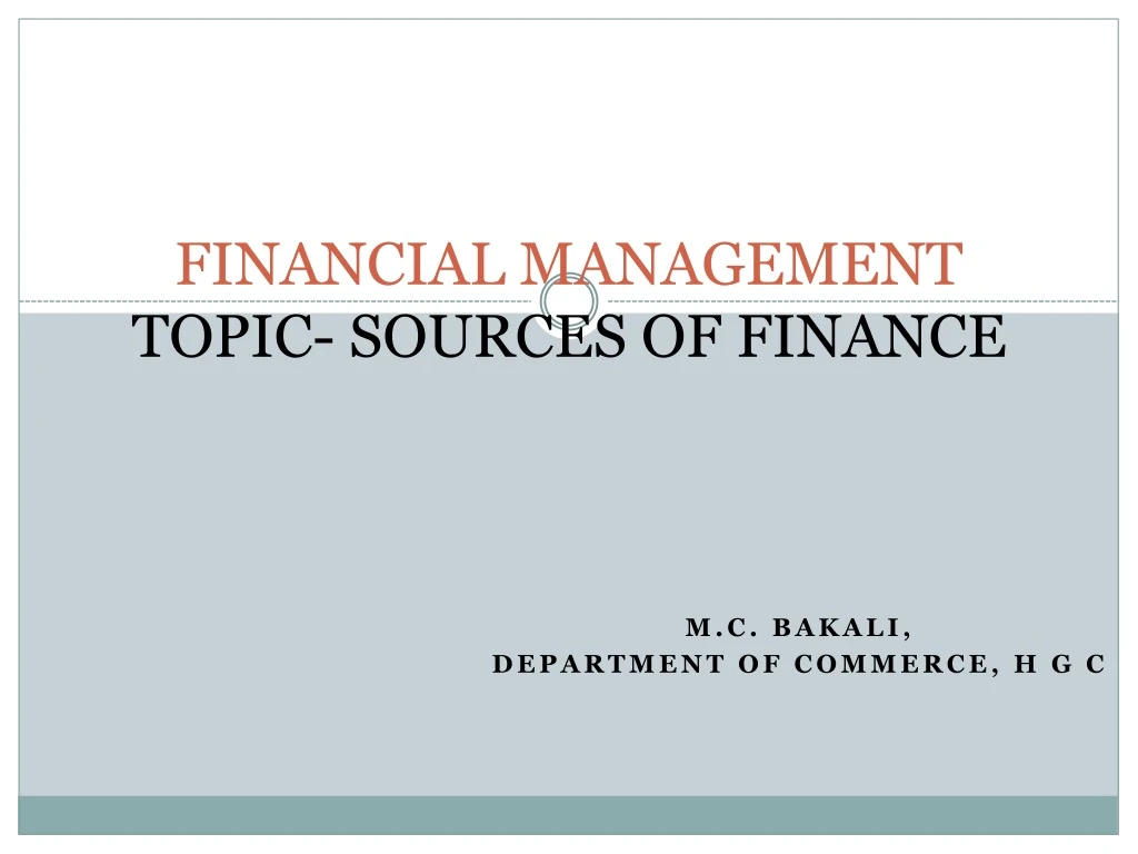 financial management topic sources of finance