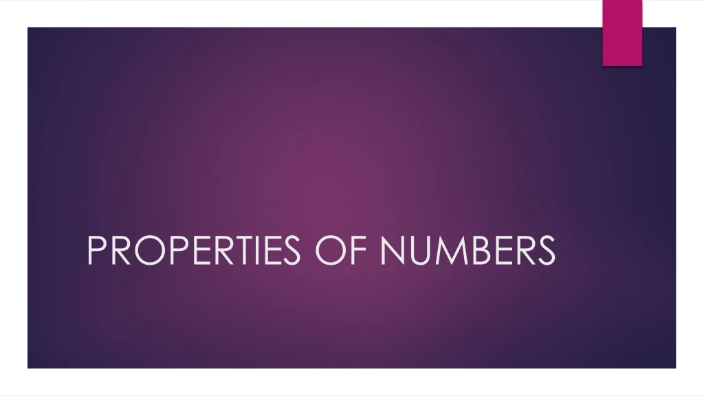 properties of numbers