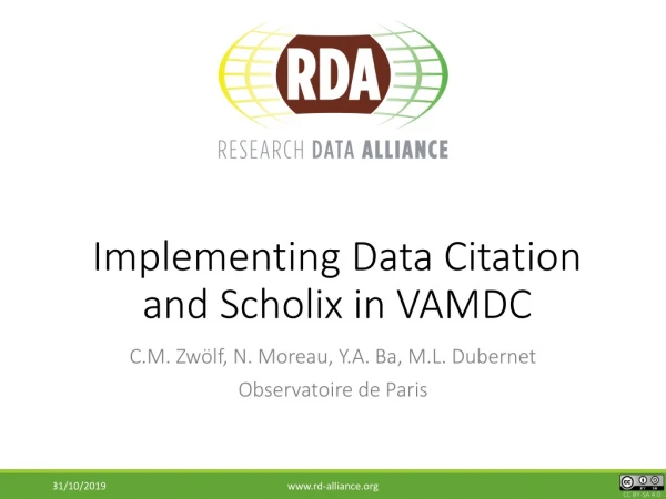 Implementing Data Citation and Scholix in VAMDC