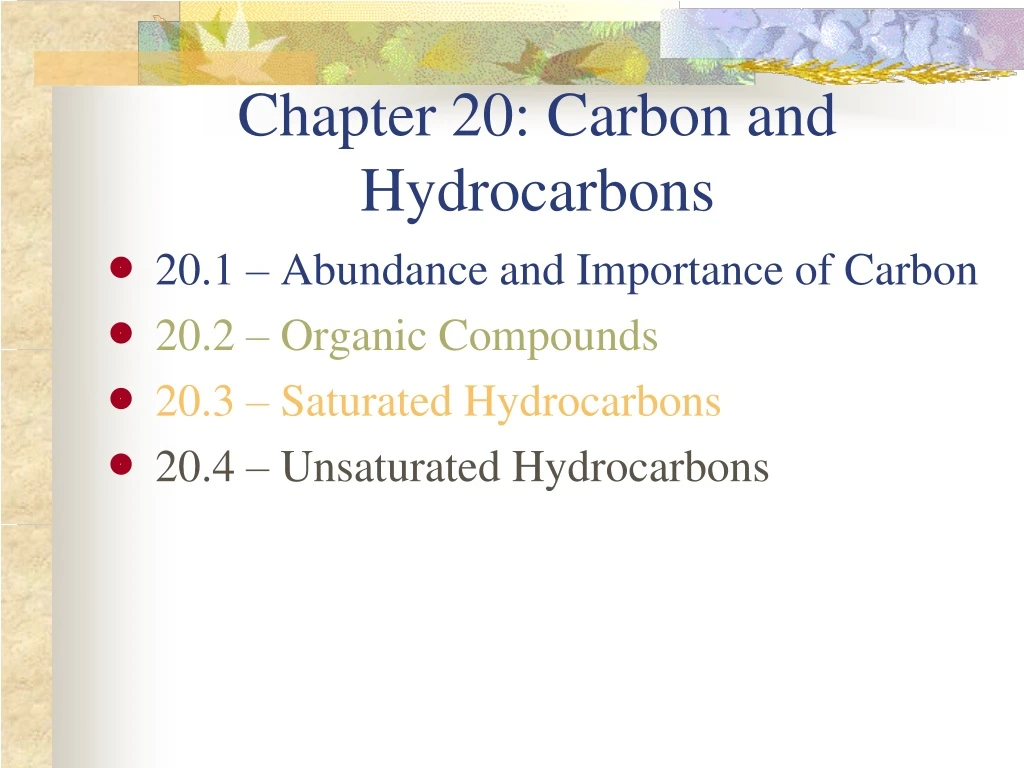 chapter 20 carbon and hydrocarbons