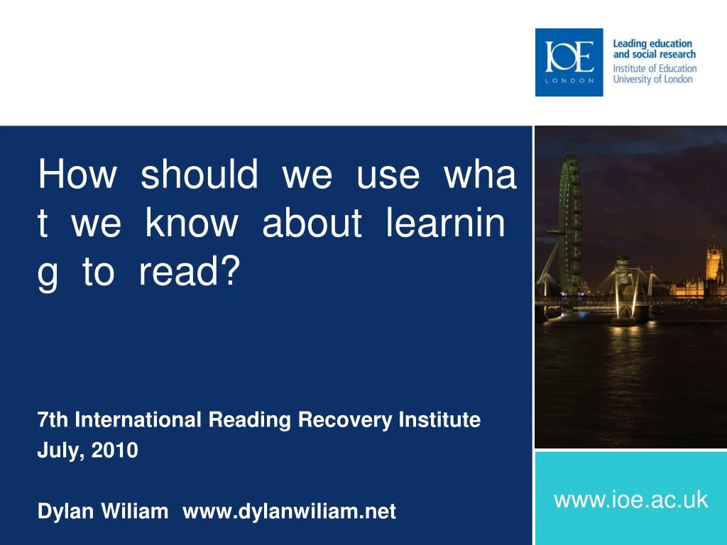 how should we use what we know about learning to read