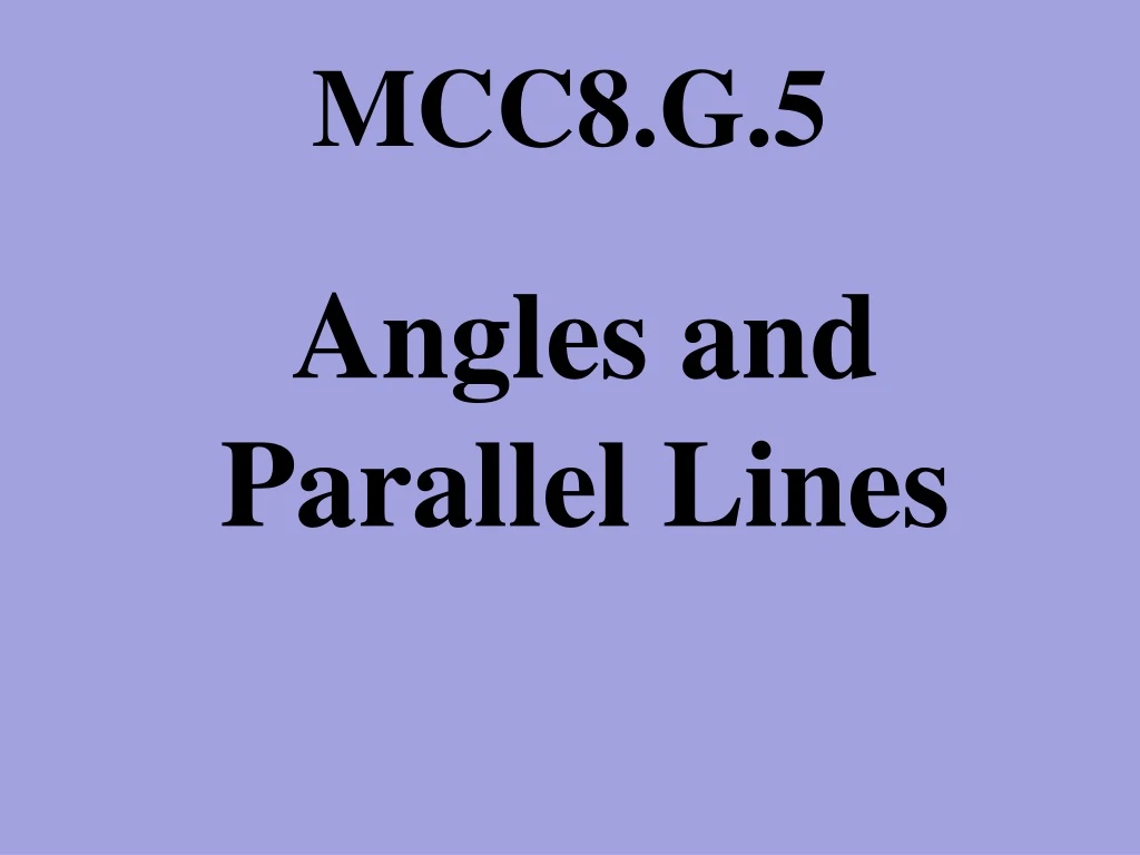 angles and parallel lines