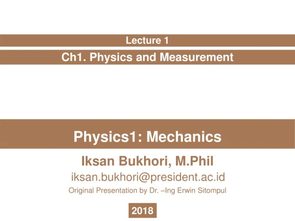 Physics1: Mechanics