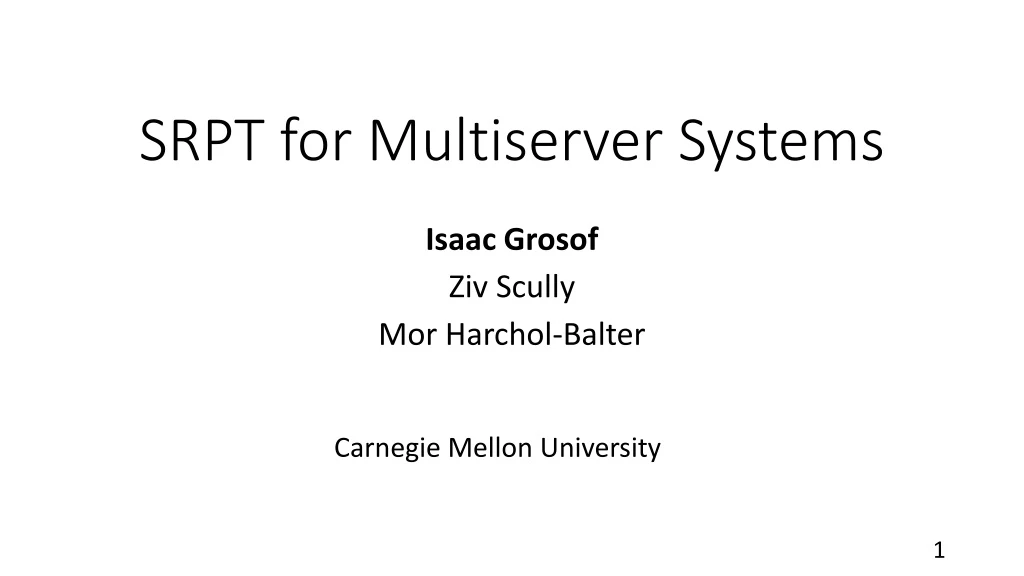 srpt for multiserver systems