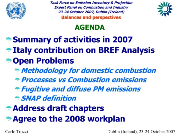 Summary of activities in 2007 Italy contribution on BREF Analysis Open Problems