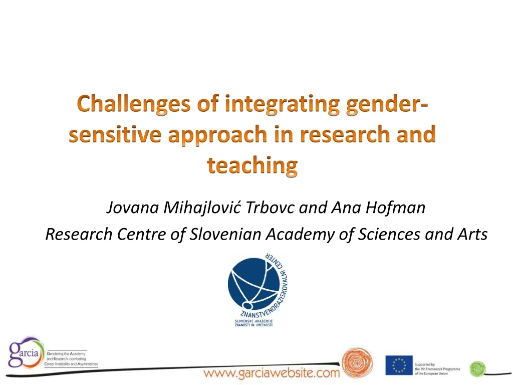 challenges of integrating gender sensitive approach in research and teaching