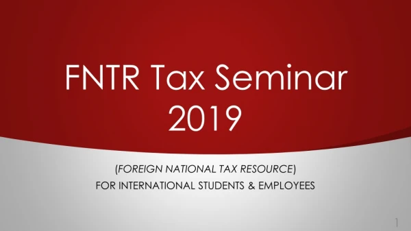 FNTR Tax Seminar 2019