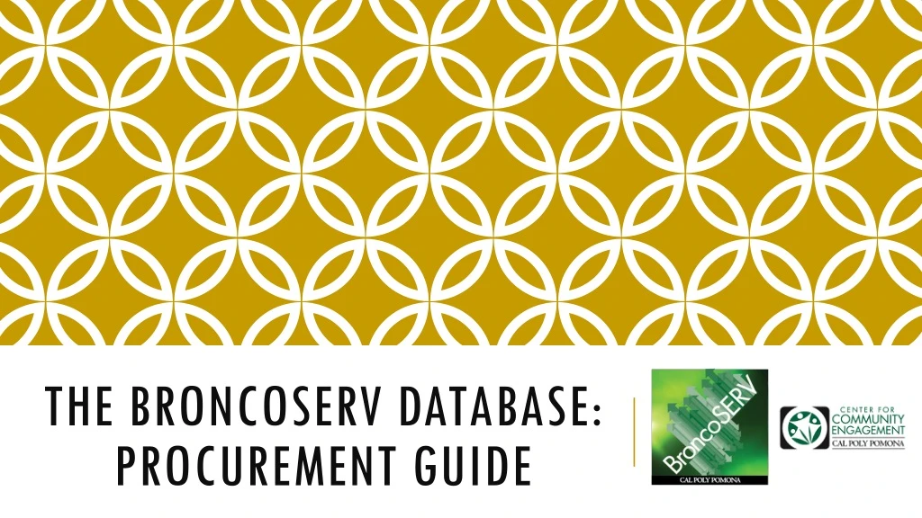 the broncoserv database procurement guide