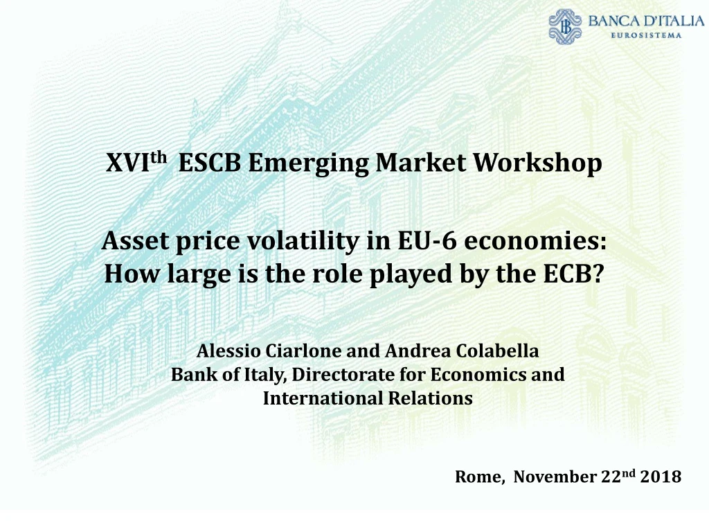 xvi th escb emerging market workshop