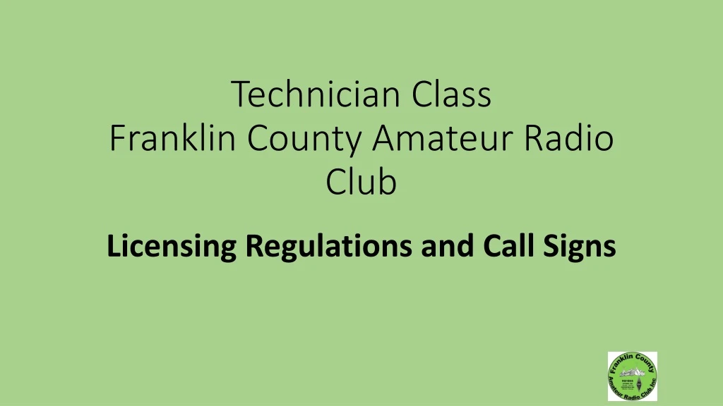 technician class franklin county amateur radio club