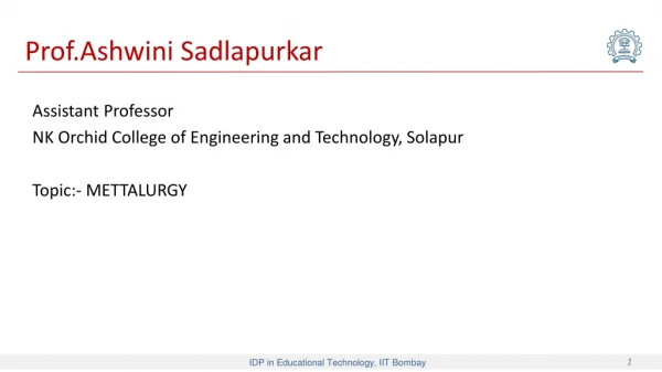 Prof.Ashwini Sadlapurkar