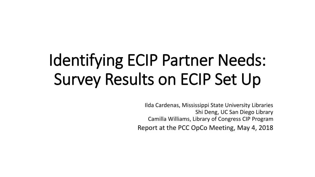 identifying ecip partner needs survey results on ecip set up