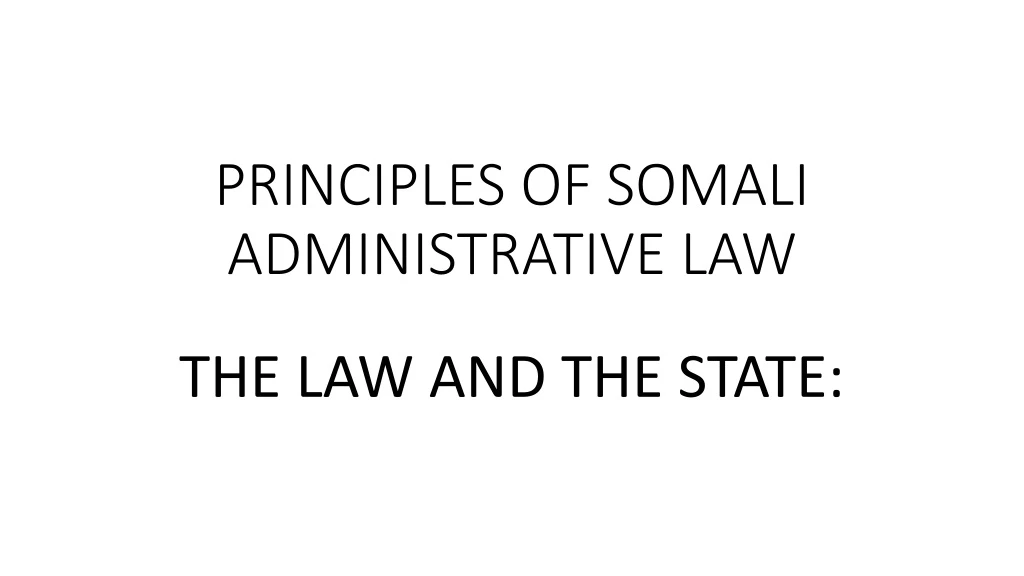 principles of somali administrative law