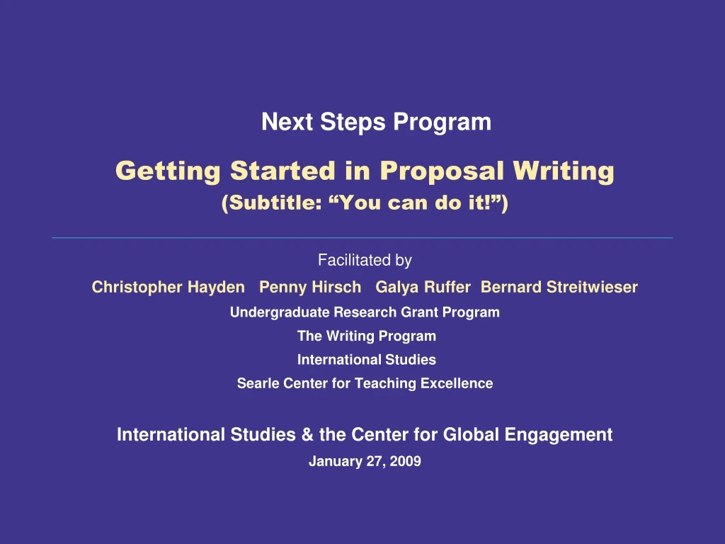 getting started in proposal writing