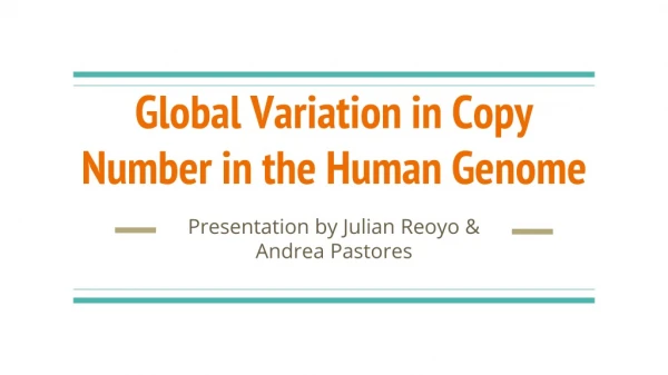 Global Variation in Copy Number in the Human Genome
