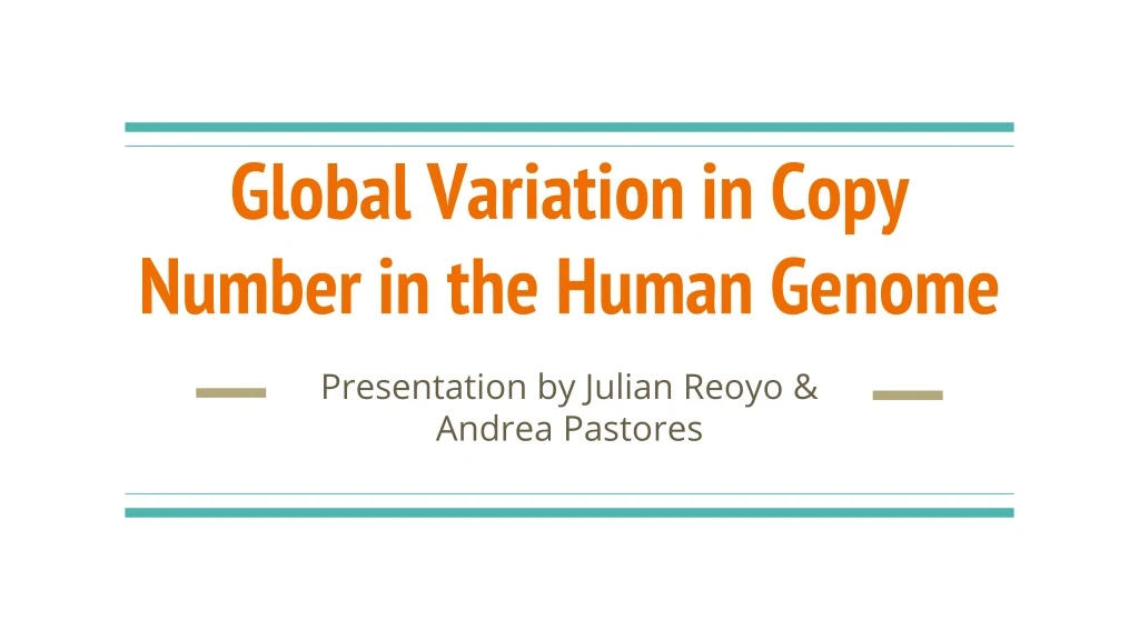 global variation in copy number in the human genome