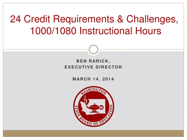 24 Credit Requirements &amp; Challenges, 1000/1080 Instructional Hours